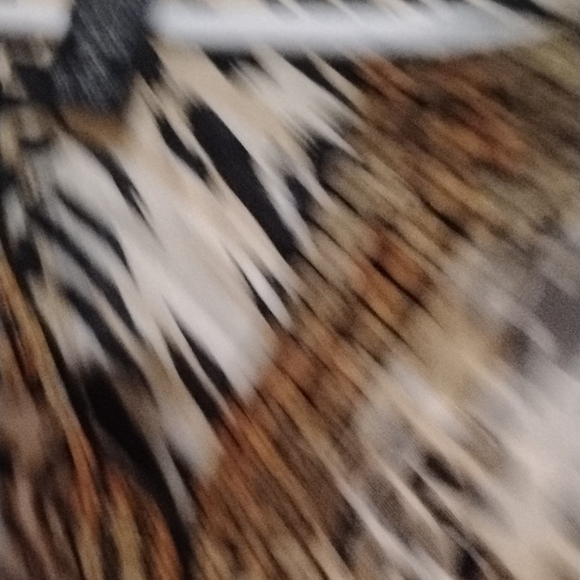 Cream and Brown Animal Print V-Neck Bell Sleeve Blouse - Picture 2 of 4